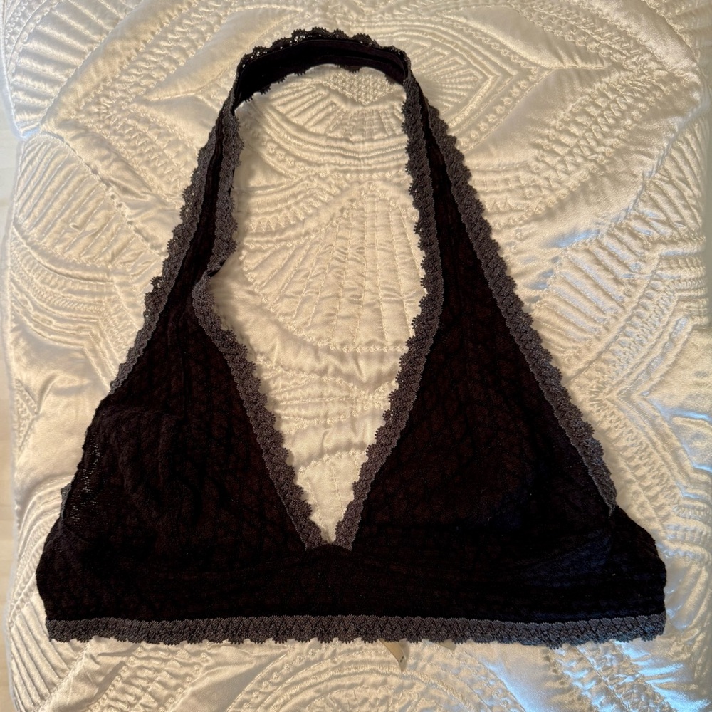 Intimately Free People Black Gray Halter Bralet Size M